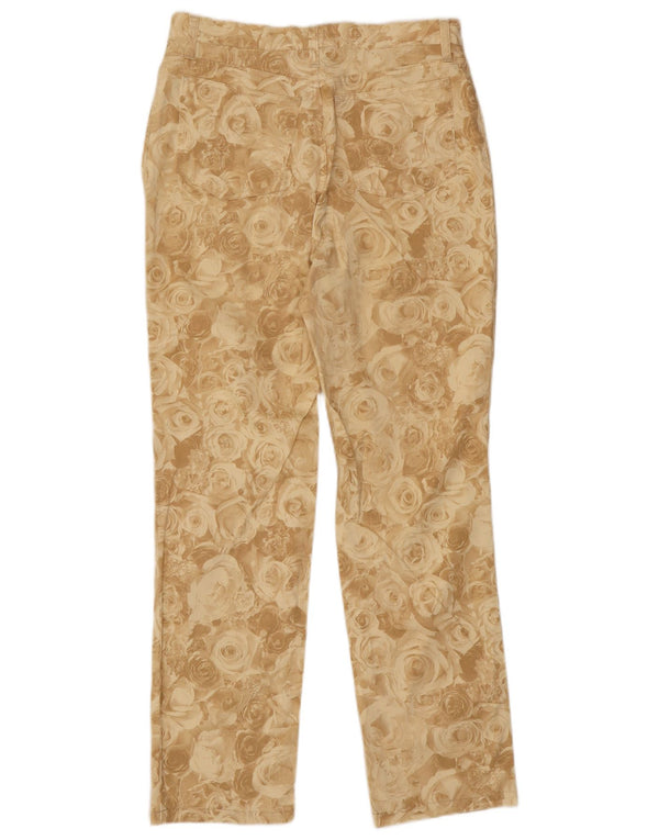 Mauriece Abot Womens Straight Casual Trousers W32 L30 Beige Floral Cotton