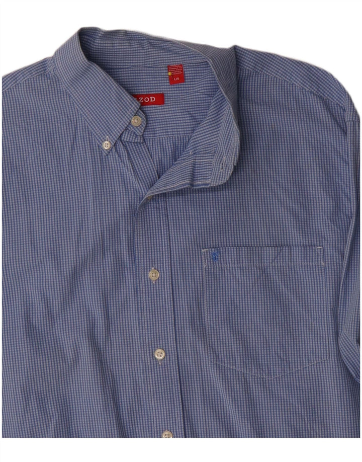 Izod Mens Shirt Large Blue Gingham Cotton