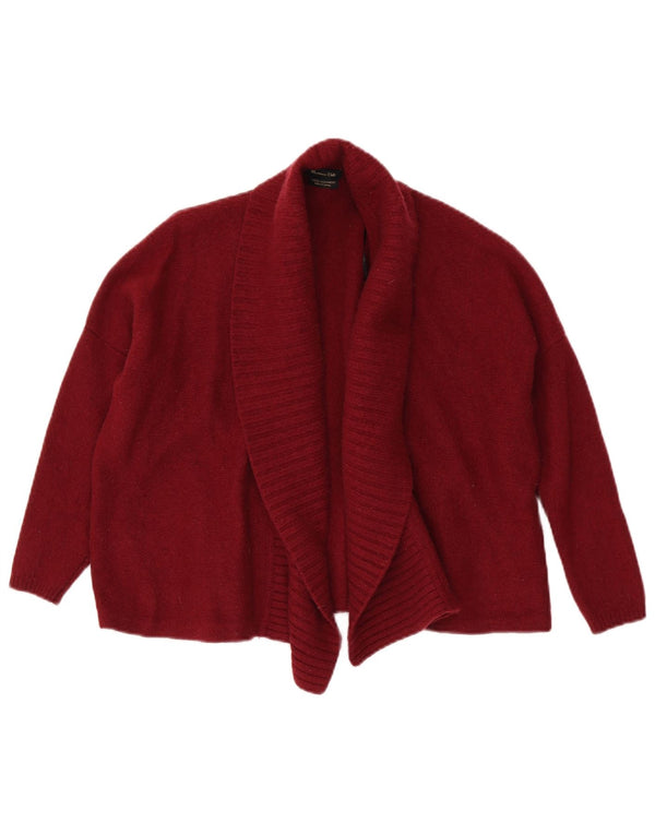 Massimo Dutti Womens Crop 3/4 Sleeve Cardigan Sweater UK 14 Medium Burgundy