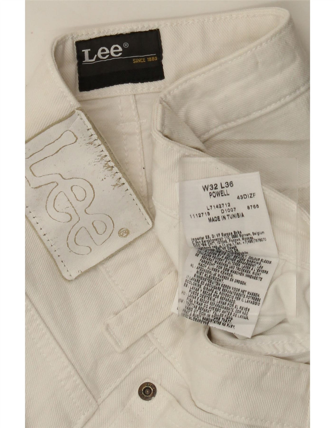 LEE Womens Powell Slim Jeans W32 L27 White Cotton