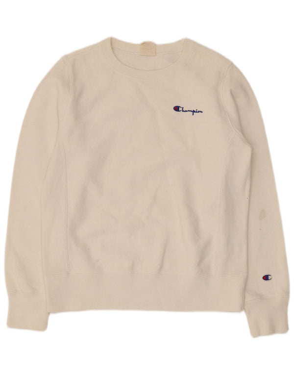 Champion Womens Sweatshirt Jumper UK 16 Large White Cotton