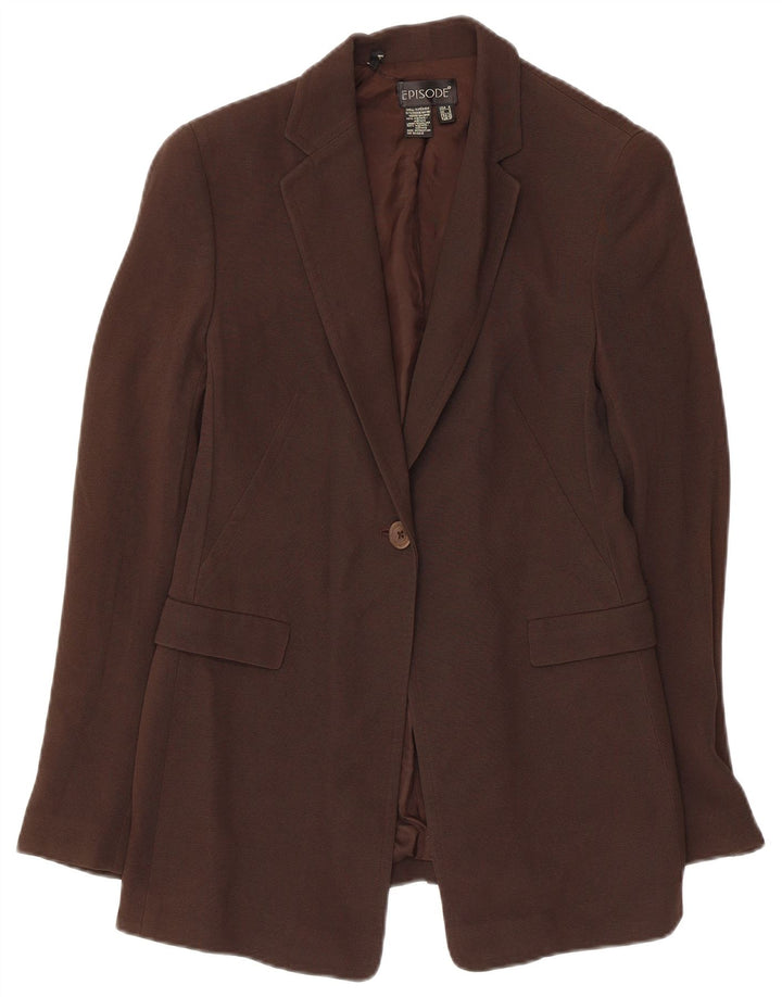 Episode Womens 1 Button Blazer Jacket UK 8 Small Brown Viscose