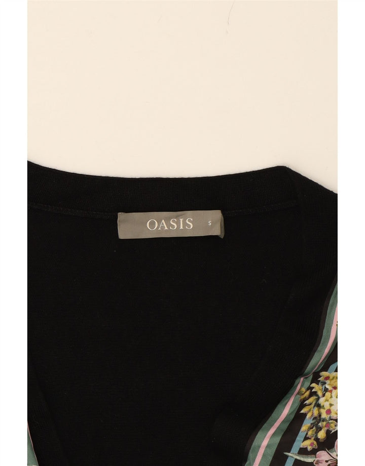 OASIS Womens Oversized V-Neck Jumper Sweater UK 10 Small Black Floral Vintage Oasis and Second-Hand Oasis from Messina Hembry 
