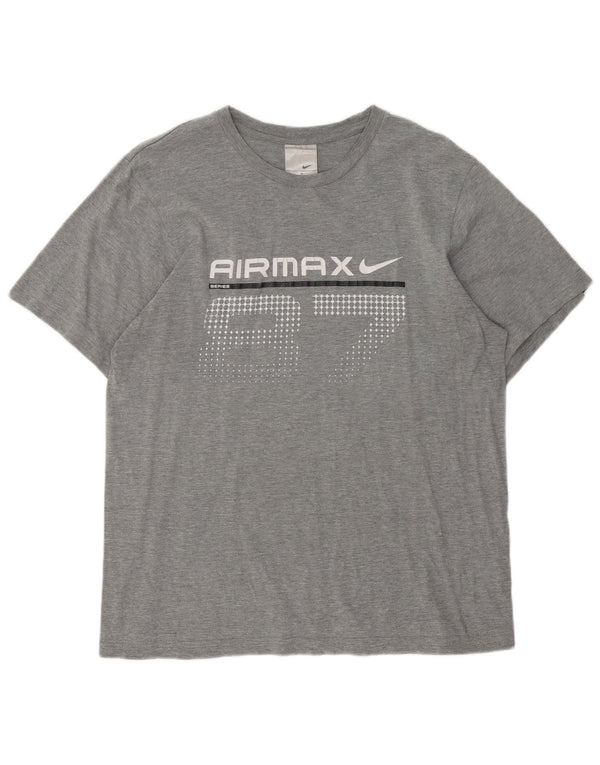 Nike Mens Graphic T-Shirt Top UK 39/41 Medium Grey Cotton