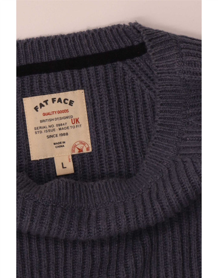Fat Face Mens Boat Neck Jumper Sweater Large Navy Blue Cotton