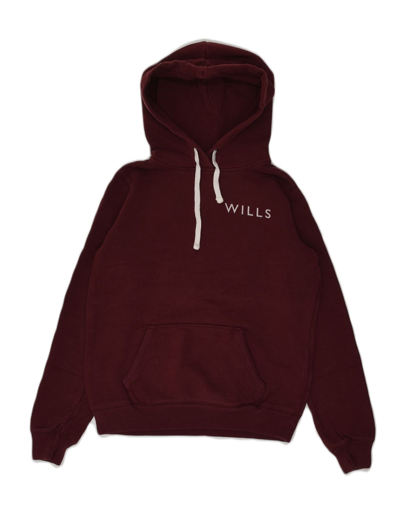 JACK WILLS Womens Graphic Classic Fit Hoodie Jumper UK 10 Small  Maroon | Vintage Jack Wills | Thrift | Second-Hand Jack Wills | Used Clothing | Messina Hembry 