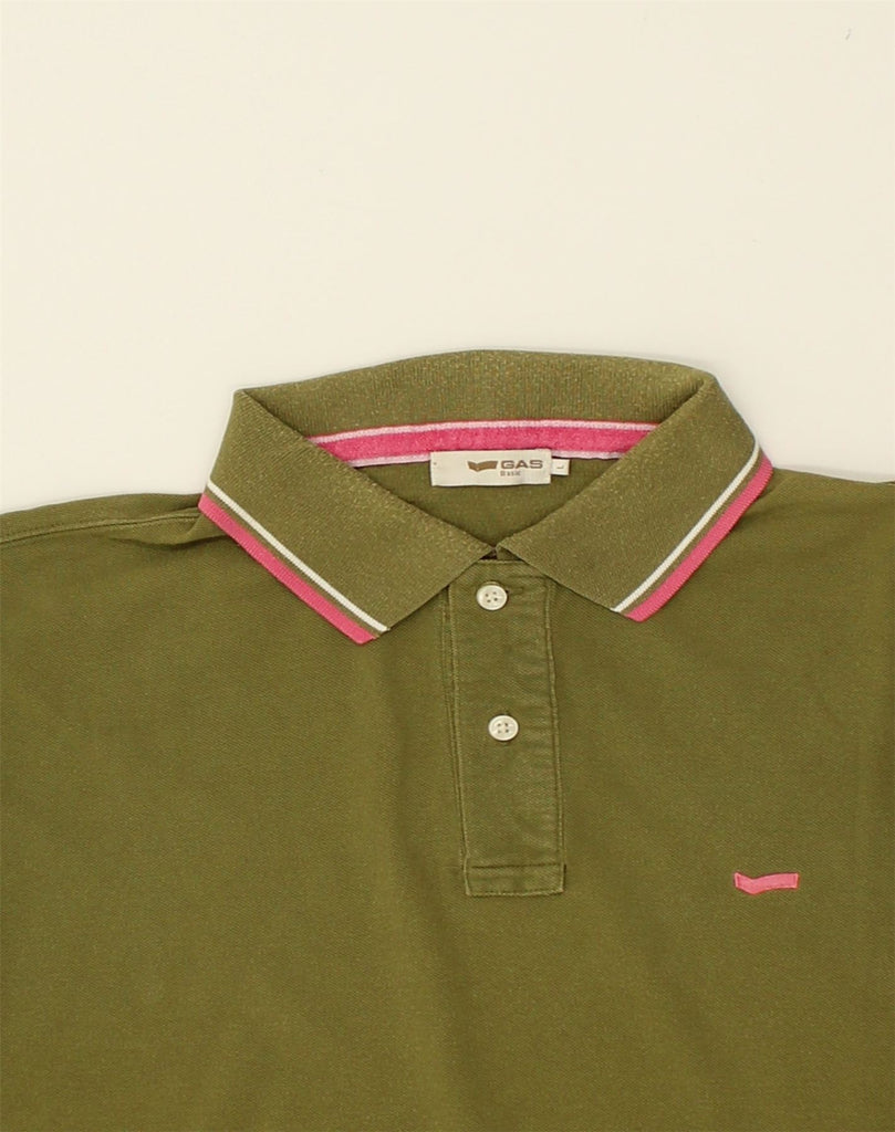 GAS Mens Basic Polo Shirt Large Khaki Cotton | Vintage Gas | Thrift | Second-Hand Gas | Used Clothing | Messina Hembry 