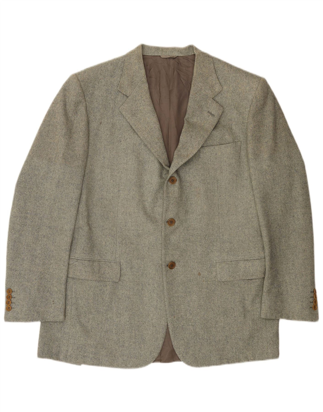 Etro Mens 3 Button Blazer Jacket IT 54 2XL Green Herringbone Wool