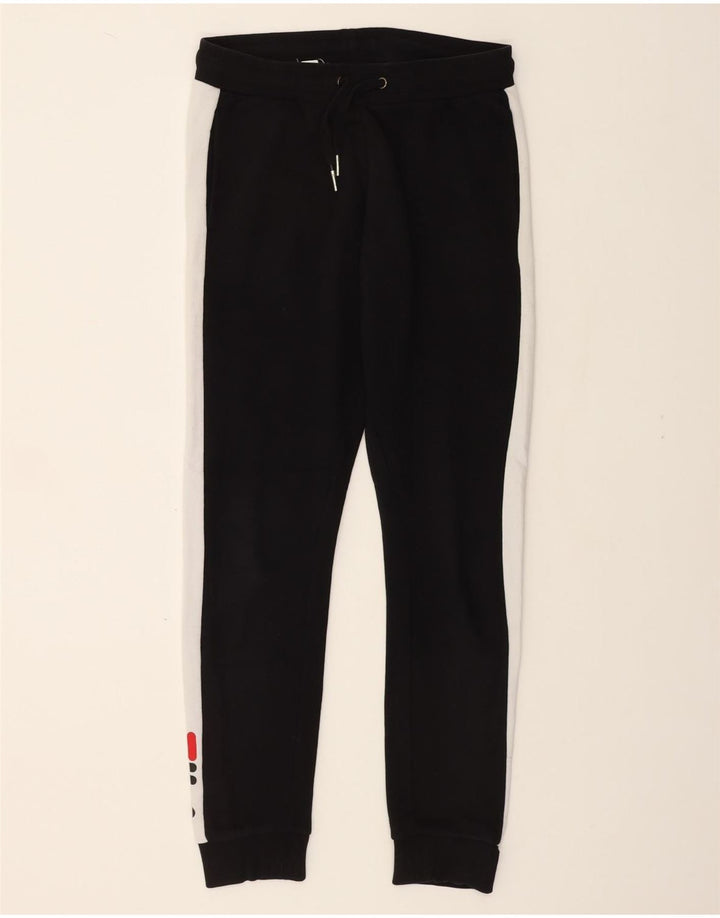 FILA Mens Graphic Tracksuit Trousers Joggers Small Black Colourblock Vintage Fila and Second-Hand Fila from Messina Hembry 