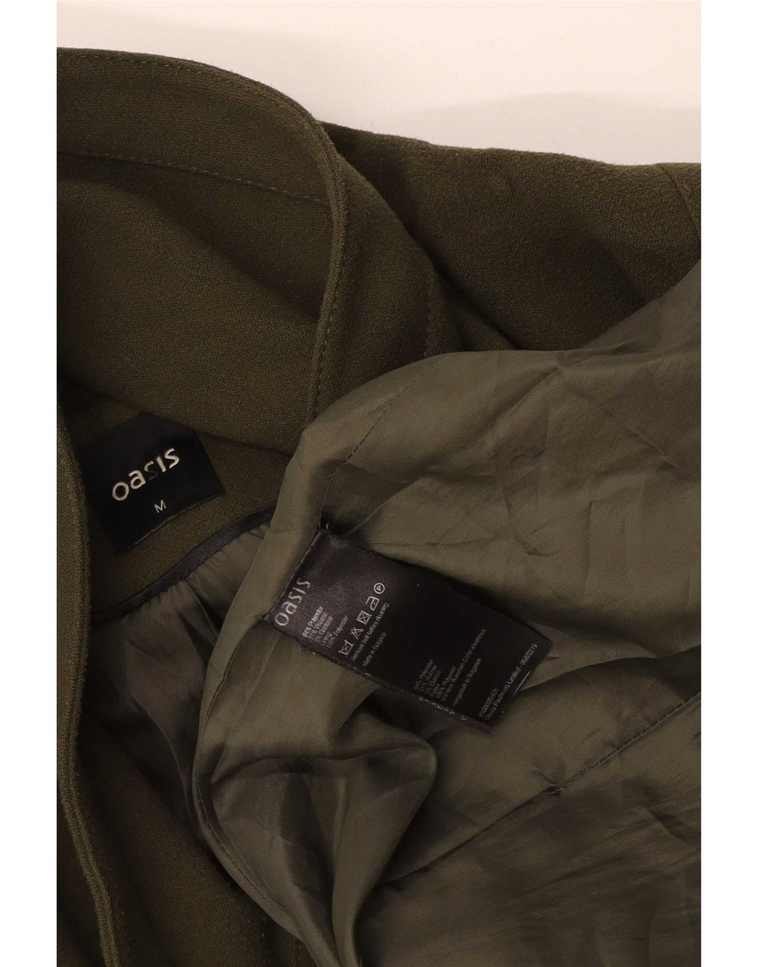 Oasis Womens Overcoat UK 14 Medium Khaki Polyester
