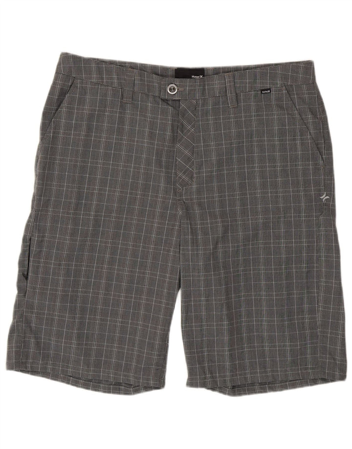 Hurley Mens Chino Shorts W36 Large Grey Houndstooth Polyester