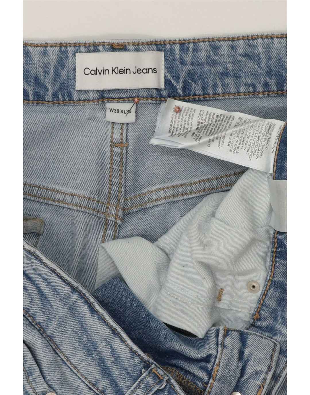 Calvin Klein Mens Slim Jeans W38 L32 Blue Cotton