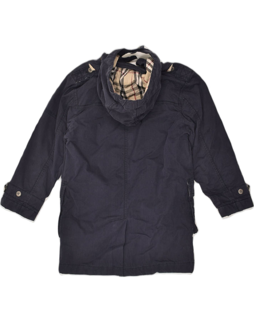 BURBERRY Boys Hooded Double Breasted Coat 7-8 Years Navy Blue Cotton | Vintage Burberry | Thrift | Second-Hand Burberry | Used Clothing | Messina Hembry 