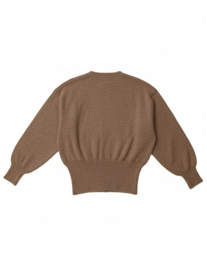 Vintage Womens Crew Neck Jumper Sweater UK 14 Medium Brown Wool