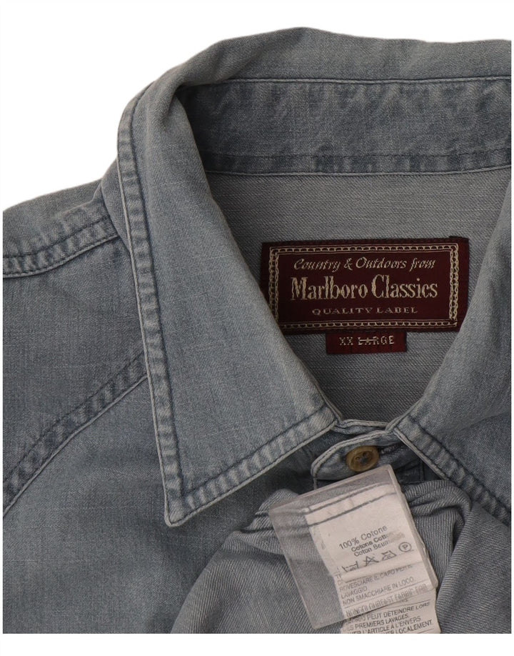 Marlboro Classics Mens Denim Shirt 2XL Blue Cotton