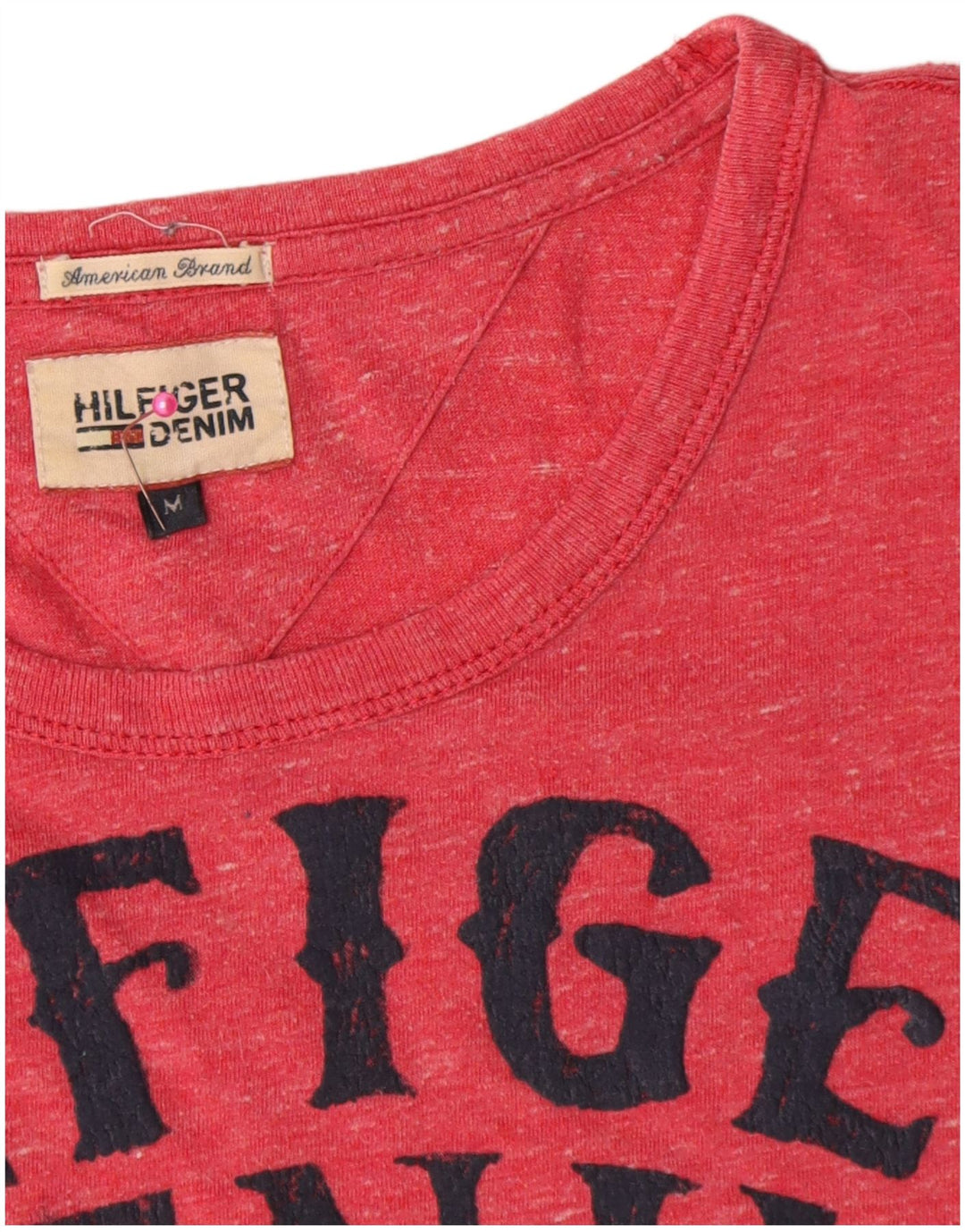 Tommy Hilfiger Mens Graphic T-Shirt Top Medium Red Flecked Cotton
