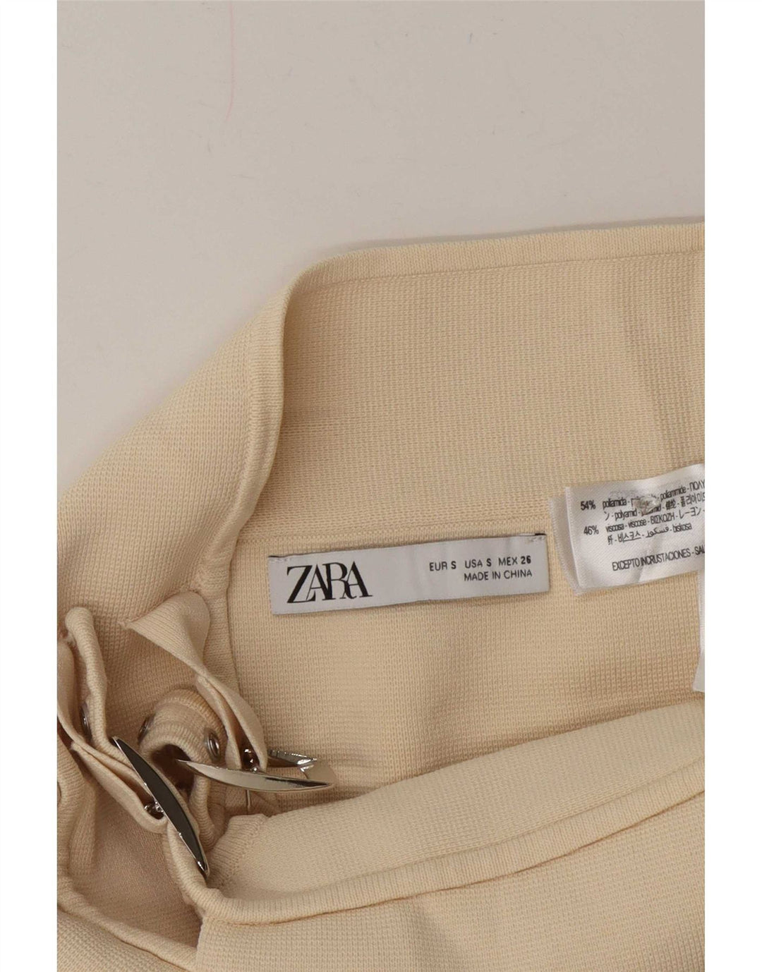 Zara Womens Mini Wrap Skirt Small W26 Off White Polyamide