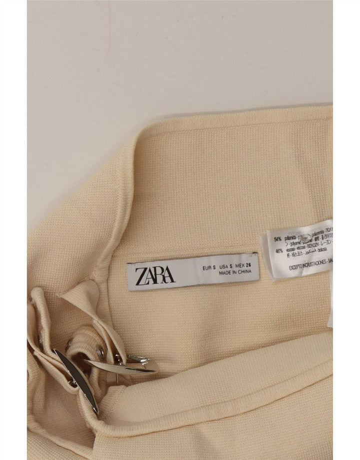 Zara Womens Mini Wrap Skirt Small W26 Off White Polyamide