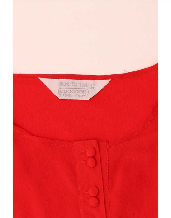 Coocoon Womens Sleeveless Blouse Top UK 16 Large Red Silk