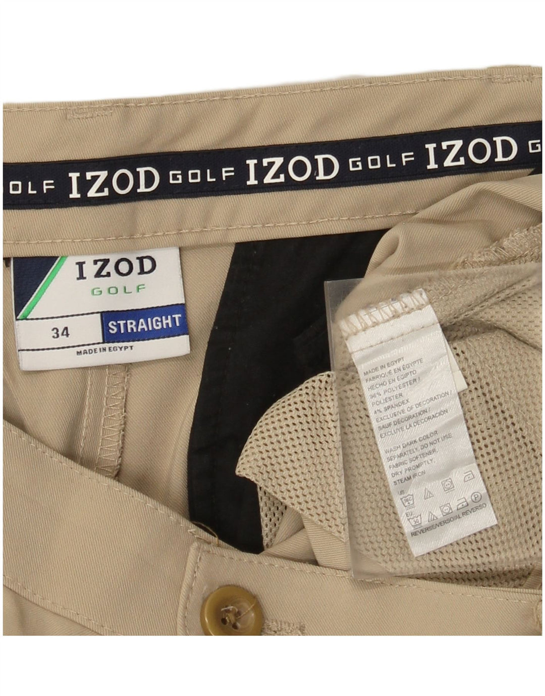 Izod Mens Chino Shorts W34 Large Beige Polyester