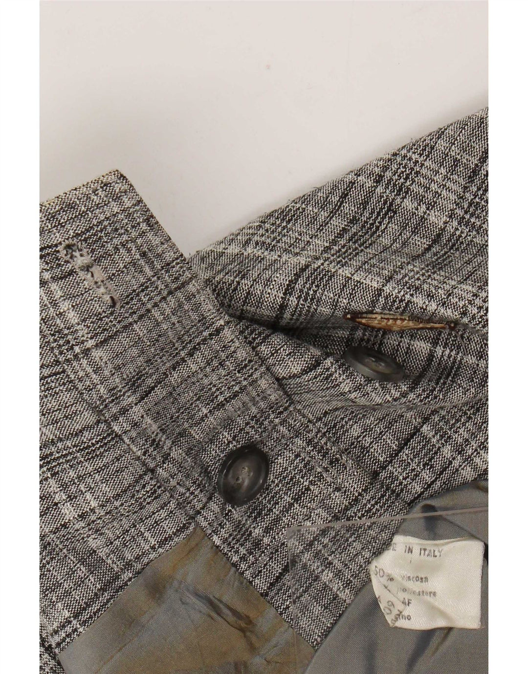 Vintage Mens Double Breasted Blazer Jacket IT 54 2XL Grey Check Viscose