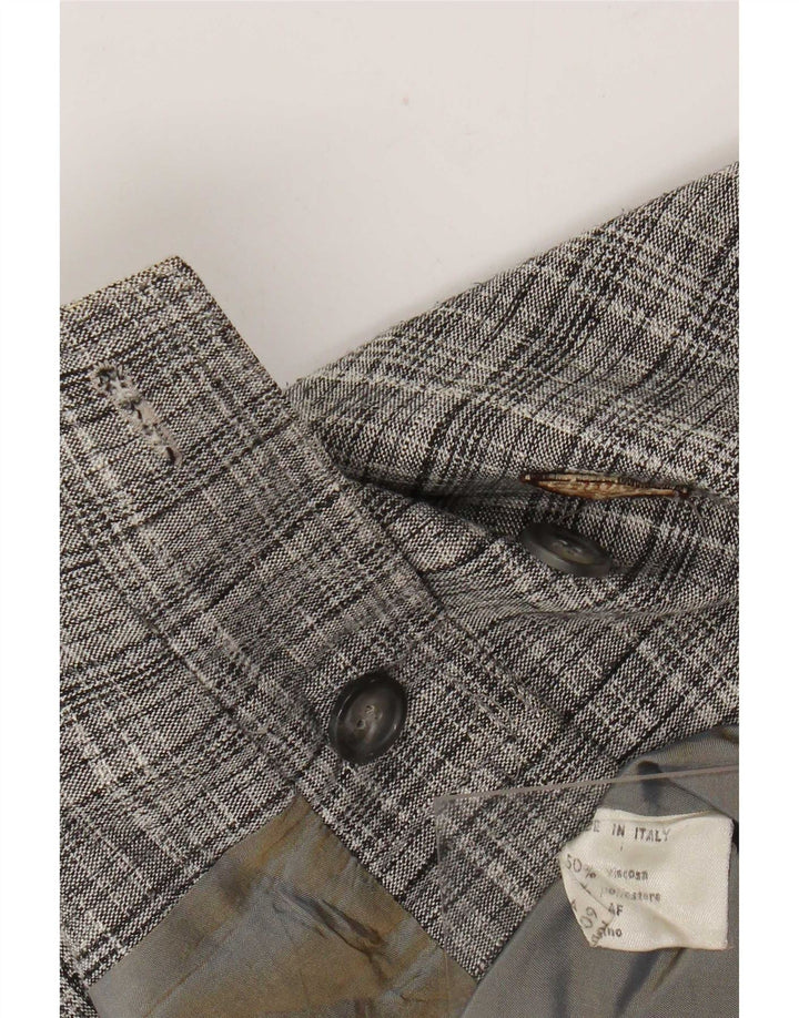 Vintage Mens Double Breasted Blazer Jacket IT 54 2XL Grey Check Viscose