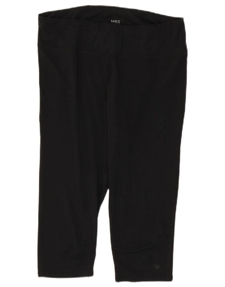 Marks & Spencer Womens Capri Leggings UK 16 Large Black Polyester Sports