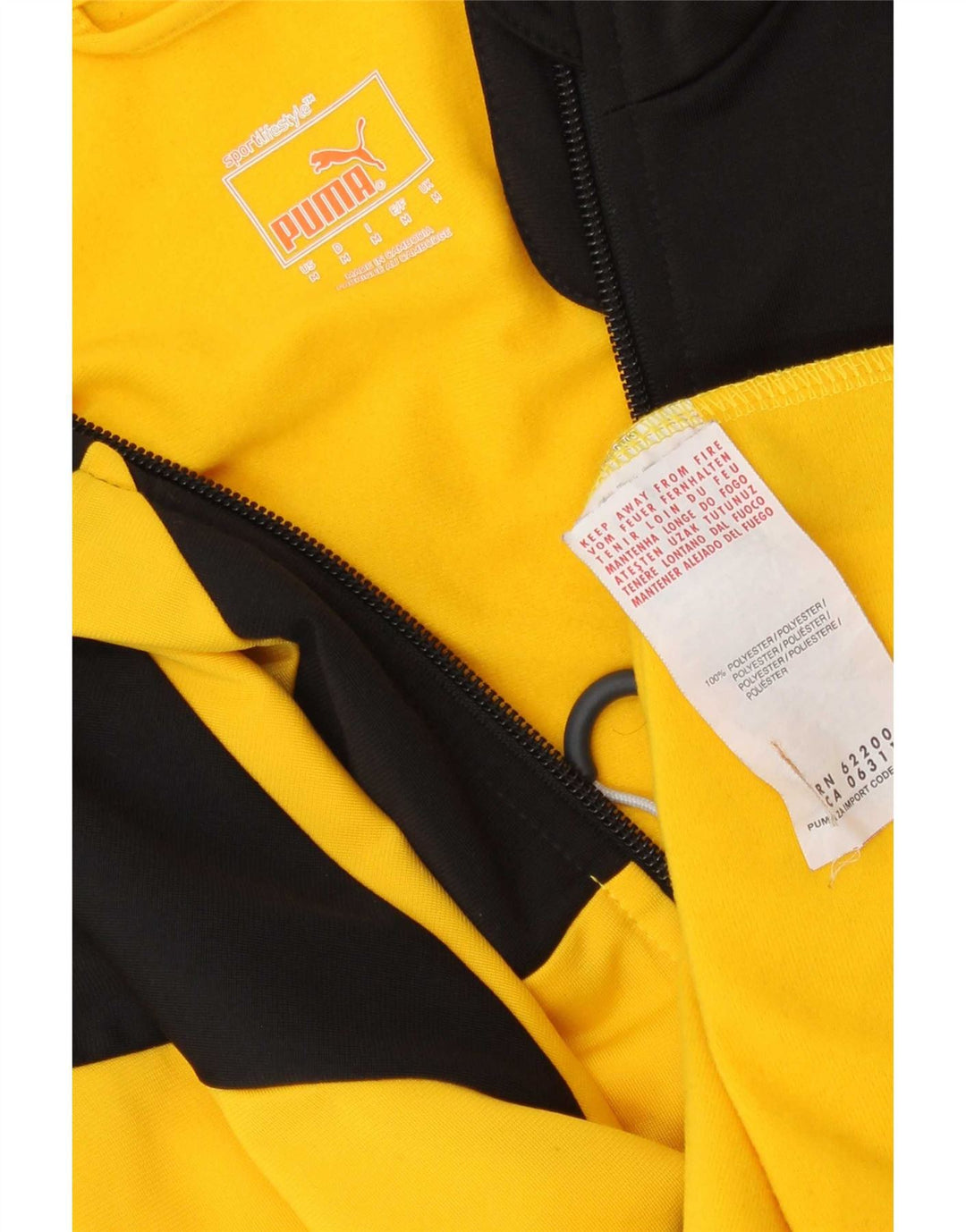 Puma Mens Tracksuit Top Jacket Medium Yellow Colourblock Polyester