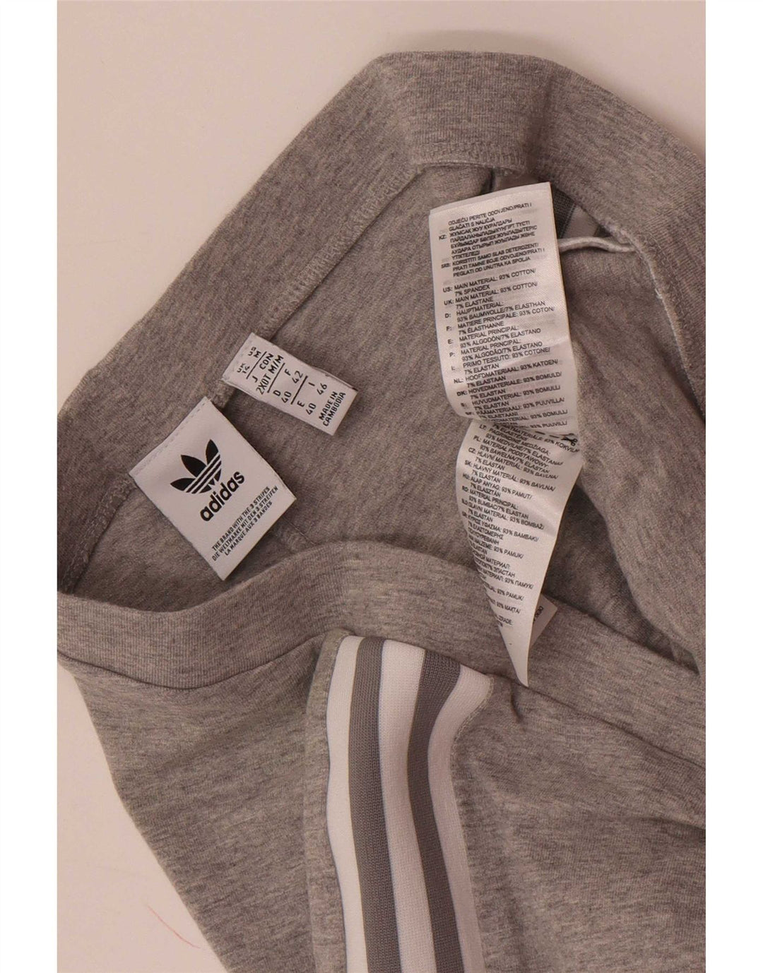 Adidas Womens Leggings UK 14 Medium Grey Cotton