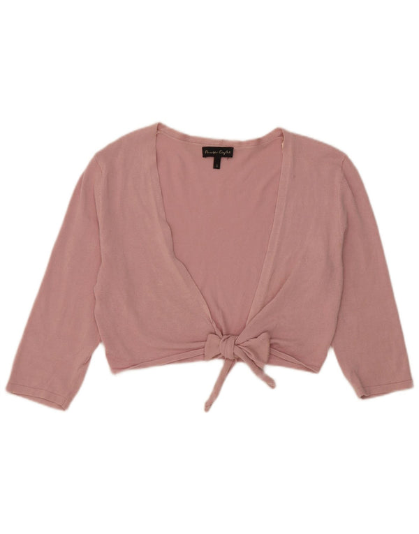 Phase Eight Womens Crop 3/4 Sleeve Front Tie Cardigan Top UK 10 Small Pink