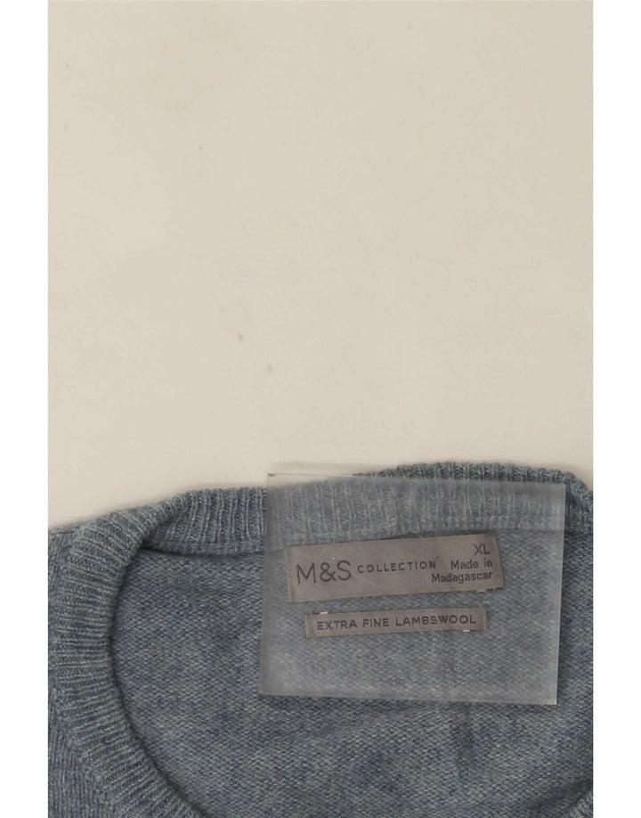 Marks & Spencer Mens Crew Neck Jumper Sweater XL Blue Wool
