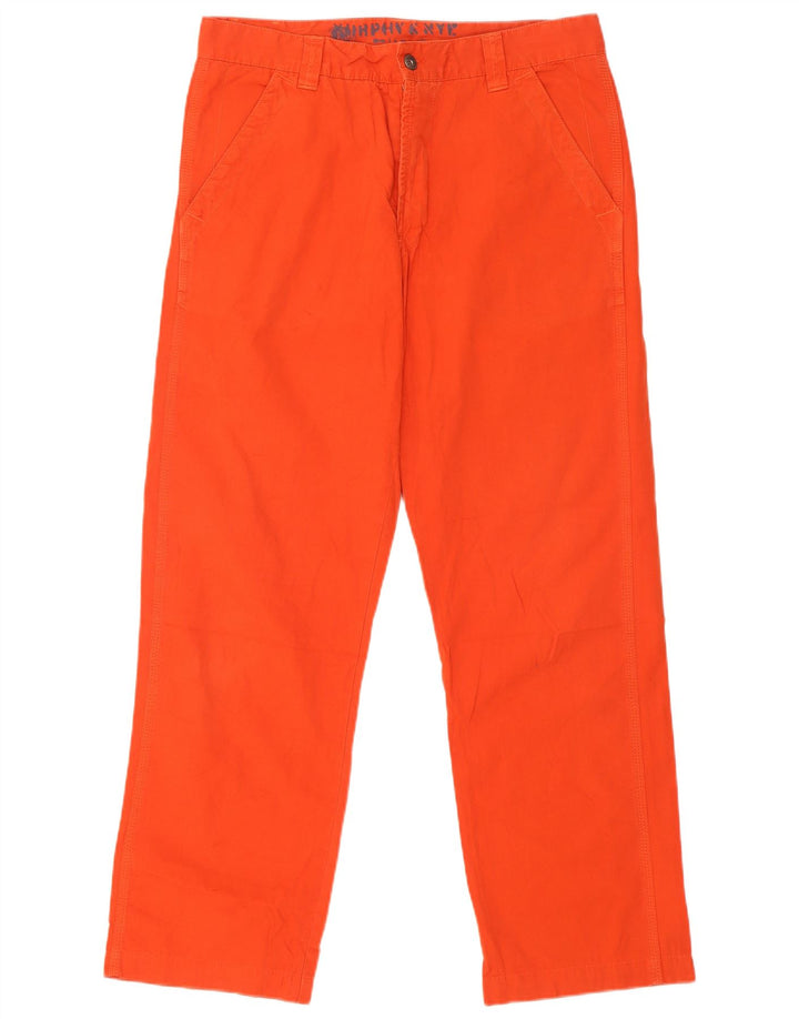 Murphy & Nye Mens Sailmakers Straight Trousers W33 L30 Orange Cotton
