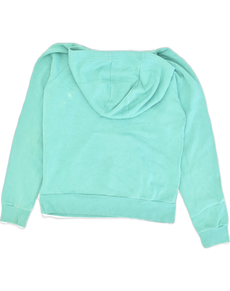 ADIDAS Womens Crop Graphic Hoodie Jumper UK 14 Large Turquoise Cotton | Vintage Adidas | Thrift | Second-Hand Adidas | Used Clothing | Messina Hembry 