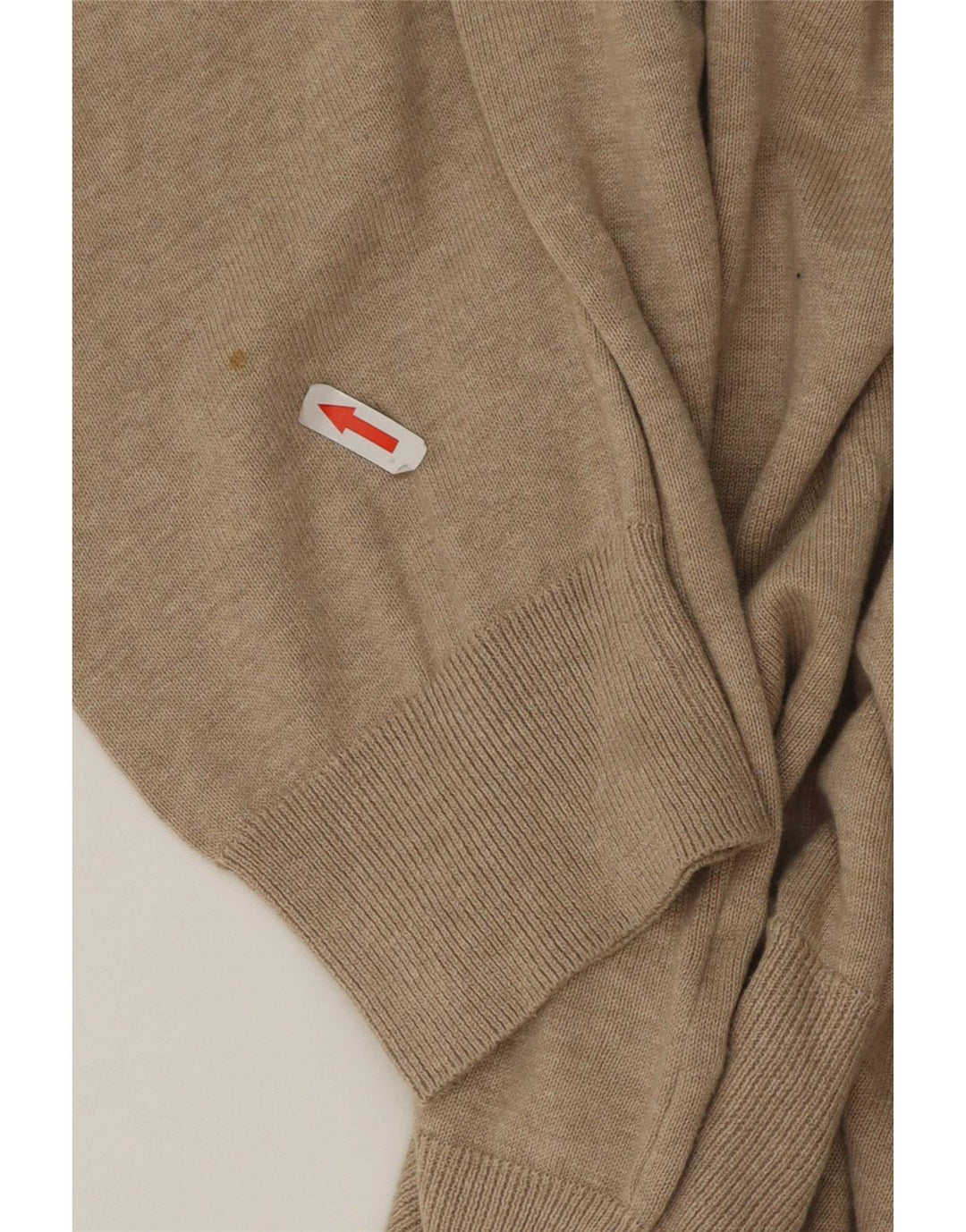 Marks & Spencer Mens Crew Neck Jumper Sweater XL Beige Cotton