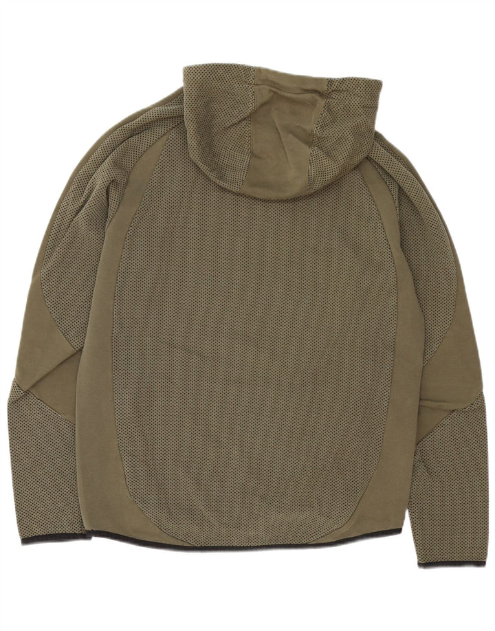 Puma Mens Hoodie Jumper Medium Khaki Spotted Cotton