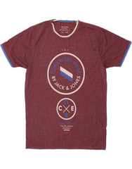 JACK & JONES Mens Graphic T-Shirt Top XL Maroon Cotton