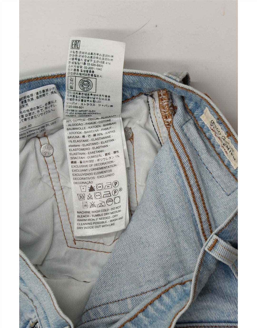 LEVI'S Womens 501 Graphic Straight Jeans W25 L26 Blue Cotton Vintage Levi's and Second-Hand Levi's from Messina Hembry 