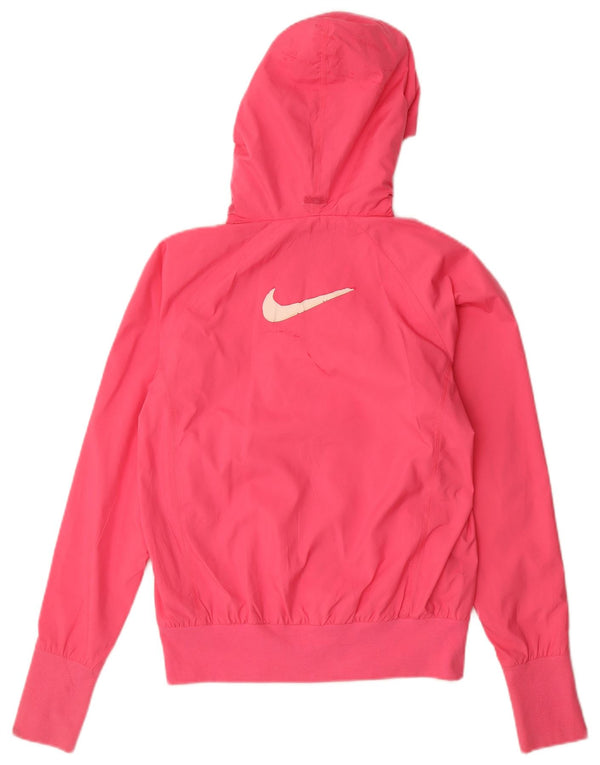 Nike Womens Graphic Hooded Tracksuit Top Jacket UK 8/10 Small Pink