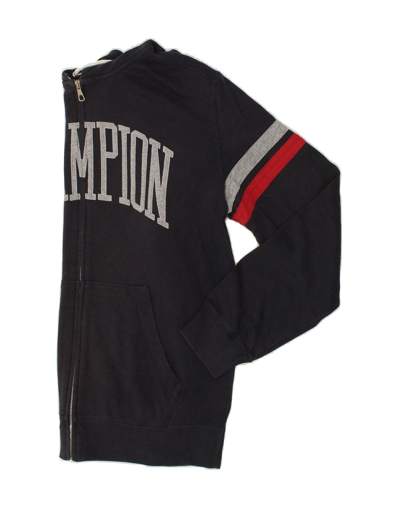 CHAMPION Mens Graphic Zip Hoodie Sweater XL Navy Blue Cotton | Vintage Champion | Thrift | Second-Hand Champion | Used Clothing | Messina Hembry 