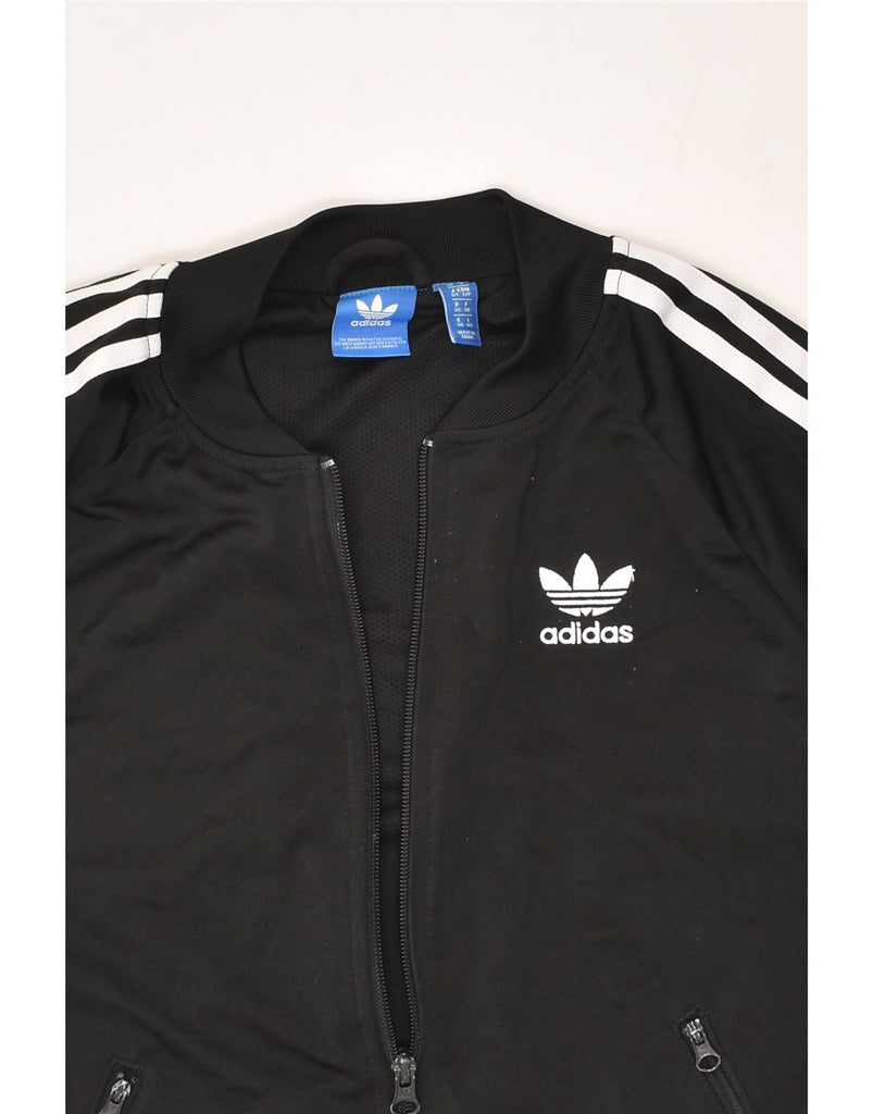 ADIDAS Womens Oversized Graphic Tracksuit Top Jacket UK 10 Small Black | Vintage Adidas | Thrift | Second-Hand Adidas | Used Clothing | Messina Hembry 