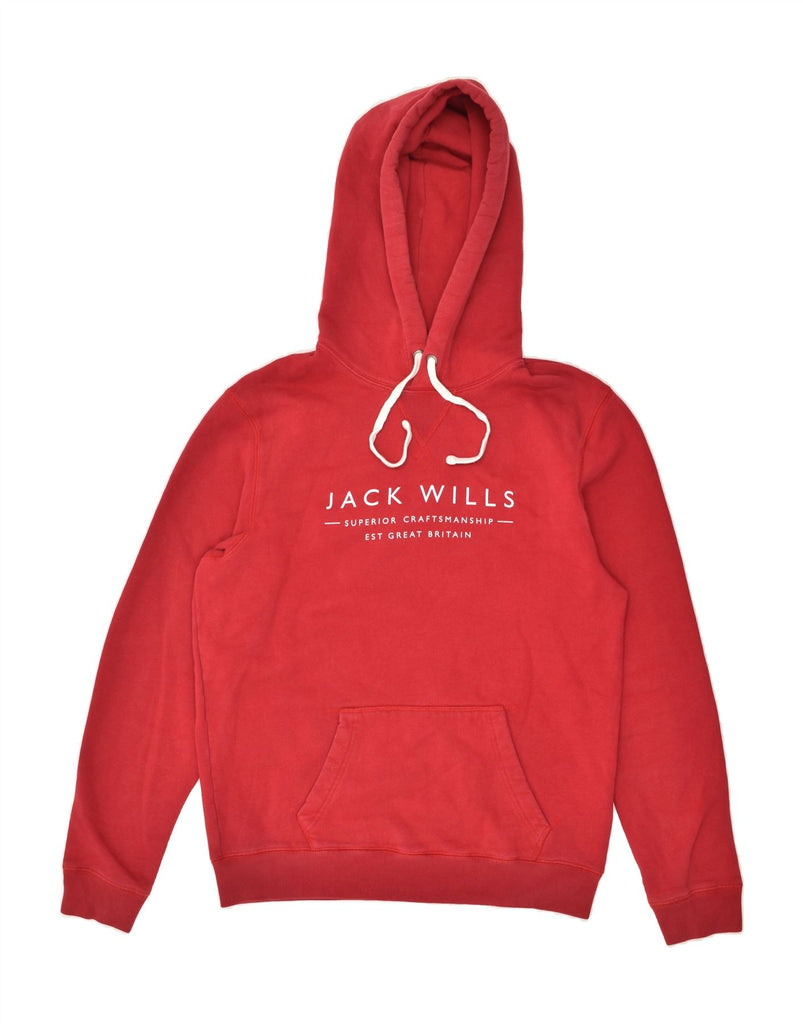 JACK WILLS Mens Graphic Hoodie Jumper Medium Red Cotton | Vintage Jack Wills | Thrift | Second-Hand Jack Wills | Used Clothing | Messina Hembry 