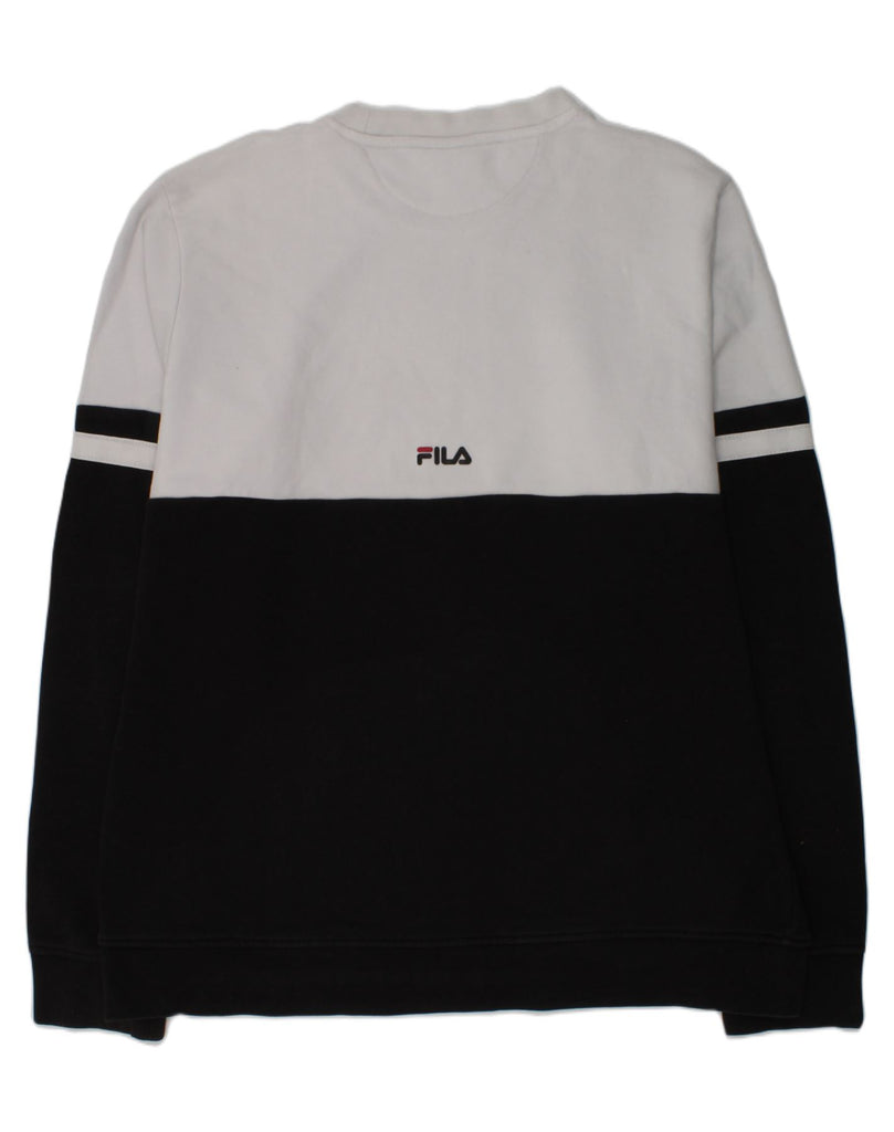 FILA Boys Graphic Sweatshirt Jumper 15-16 Years Black Colourblock Cotton | Vintage Fila | Thrift | Second-Hand Fila | Used Clothing | Messina Hembry 