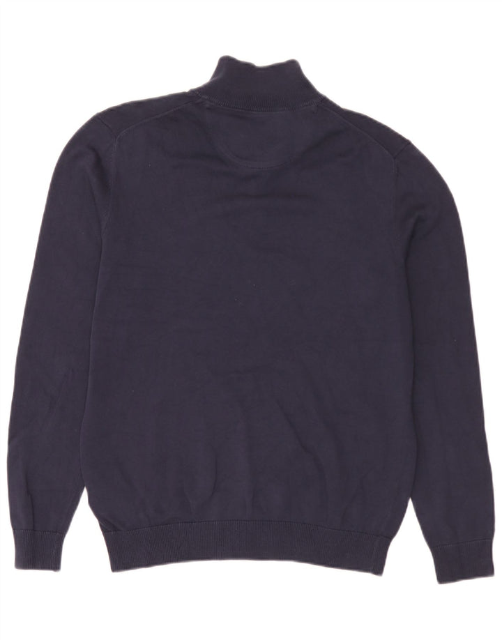 Timberland Mens Zip Neck Jumper Sweater Small Navy Blue Cotton