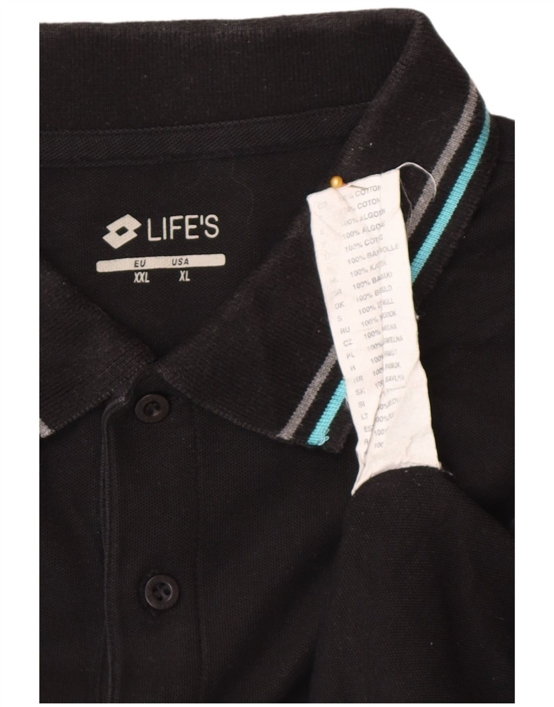 Lotto Mens Polo Shirt XL Black Cotton