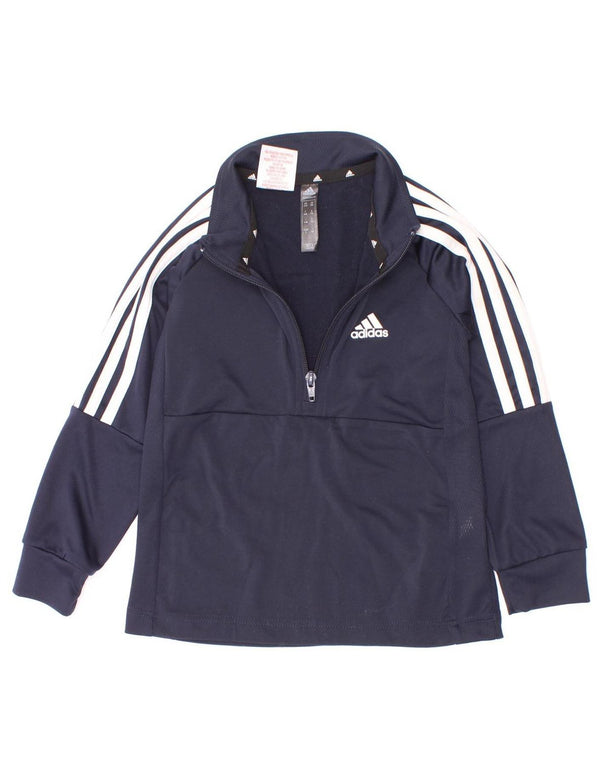 Adidas Boys Aeroready Zip Neck Pullover Tracksuit Top 5-6 Years Navy Blue