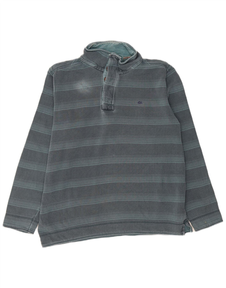 Marks & Spencer Mens Button Neck Sweatshirt Jumper Medium Blue Striped