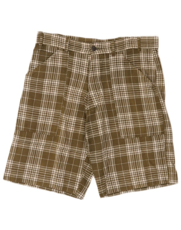 Scorpion Bay Mens Casual Shorts W32 Large Khaki Check Cotton