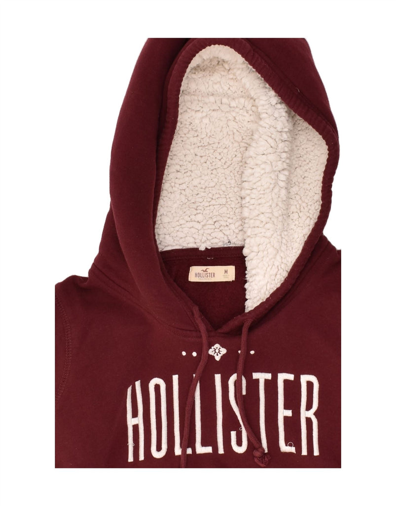 HOLLISTER Womens Crop Graphic Hoodie Jumper UK 12 Medium Maroon Cotton | Vintage Hollister | Thrift | Second-Hand Hollister | Used Clothing | Messina Hembry 