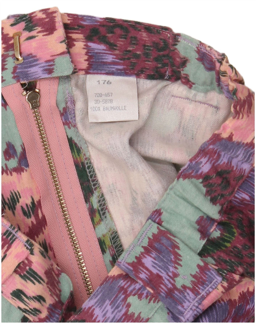 VINTAGE Womens High Waist Straight Skirt W28 Medium Green Floral Cotton