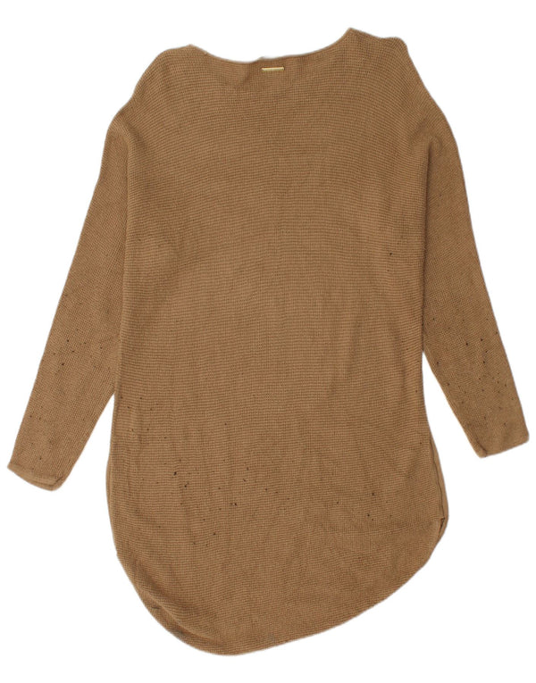 Michael Kors Womens Long Sleeve Jumper Dress UK 10 Small Brown Cotton